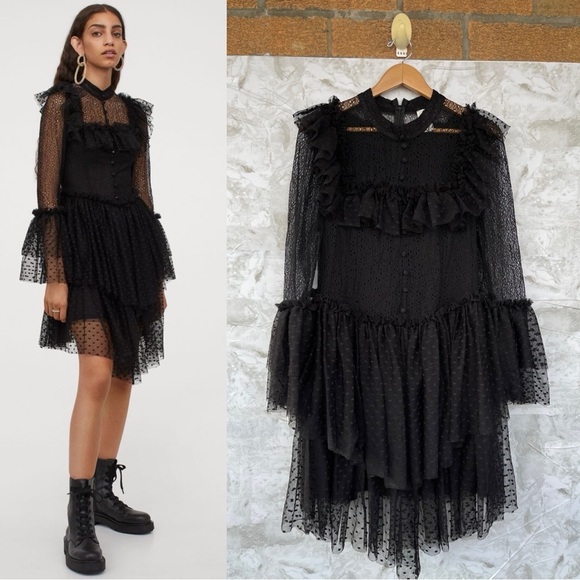 H&M Dresses & Skirts - SANDRA MANSOUR x H&M TULLE-SKIRT LACE DRESS XL